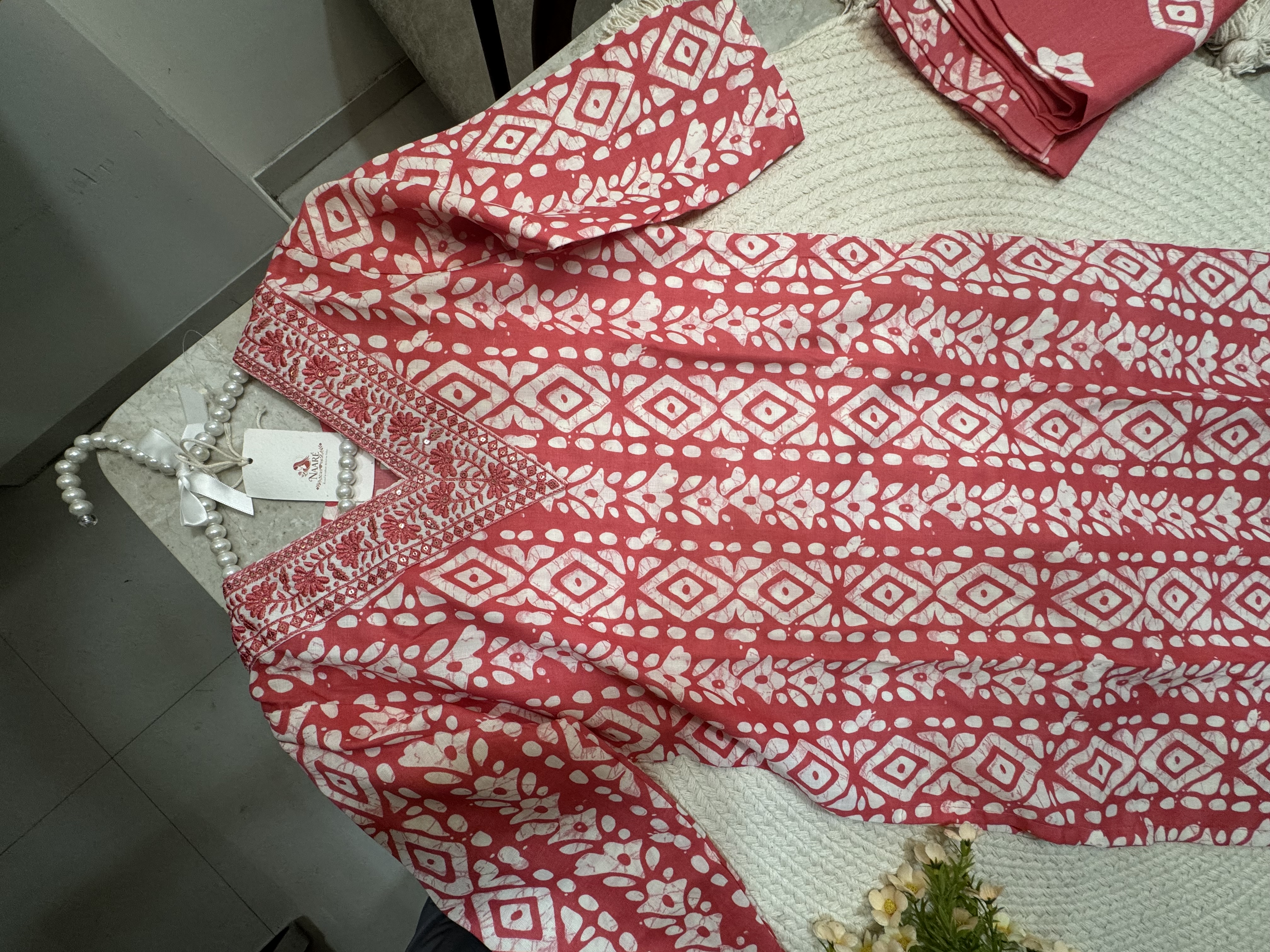Embroidered Cotton Kurta Set