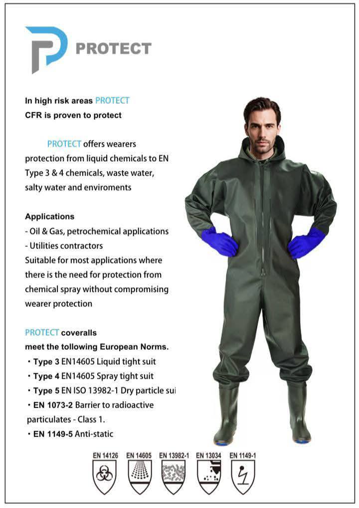 chemical protective coverall with attached gloves and boots(Model / CLC 06 )