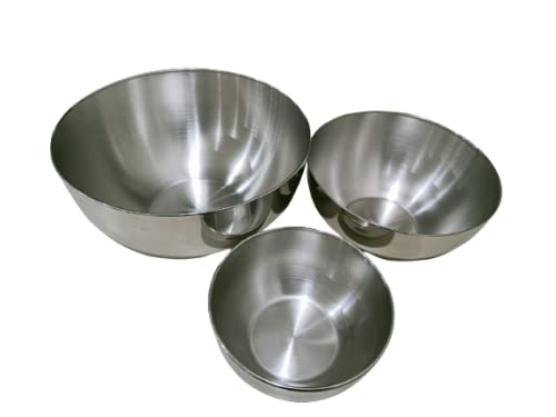 LIEFDE Stainless Steel Mixing & Serving Bowl (1200ml, 2000ml, 4200ml, Set of 3, Silver),Modern