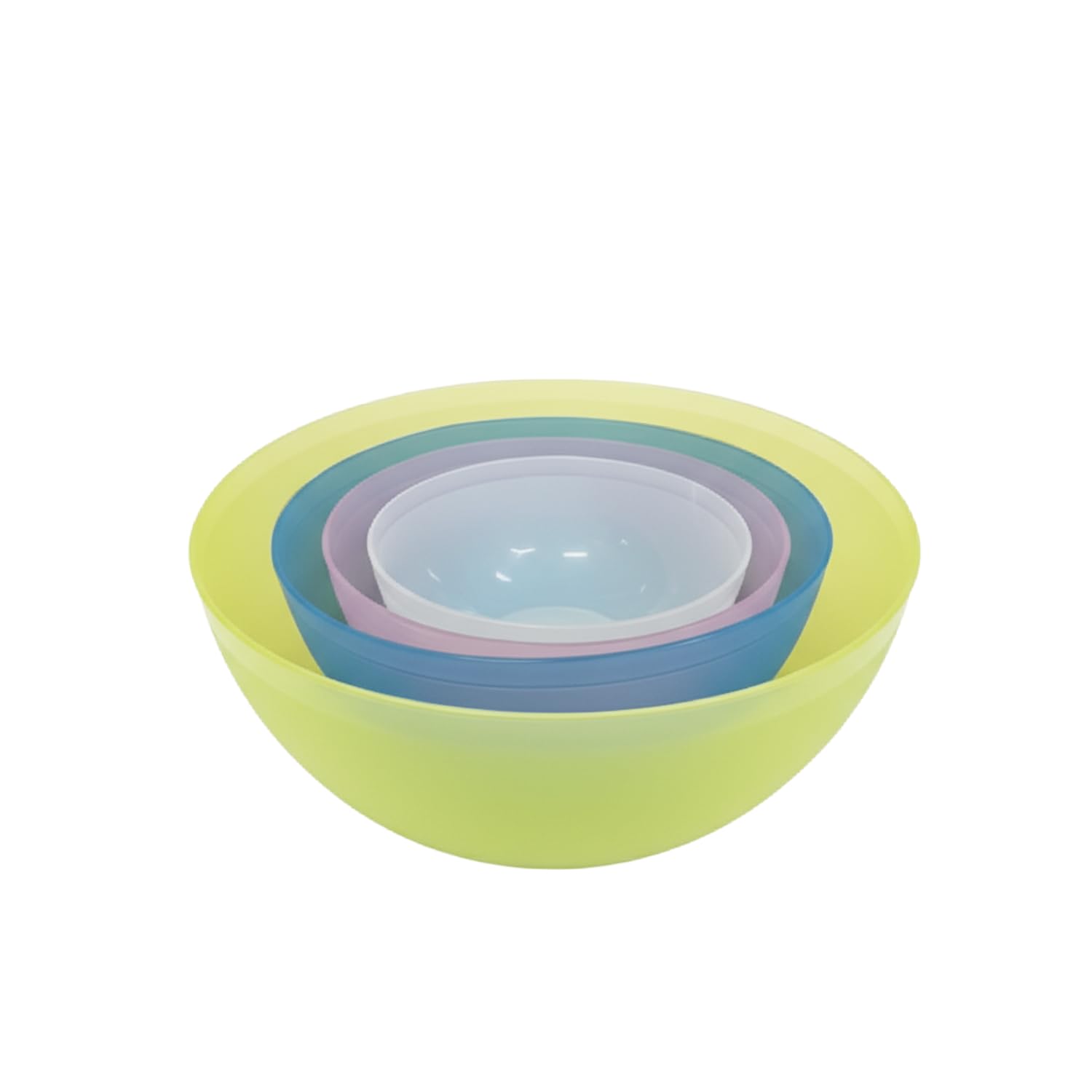 Gluman 4-Piece Mixing Bowl Set | Transparent Multi-Color Plastic Kitchen Bowls for Baking, Cooking, Meal Prep & Serving |Lightweight,Dishwasher Safe |Stackable Bowls (3200ml, 2000ml, 1350ml, 850ml)