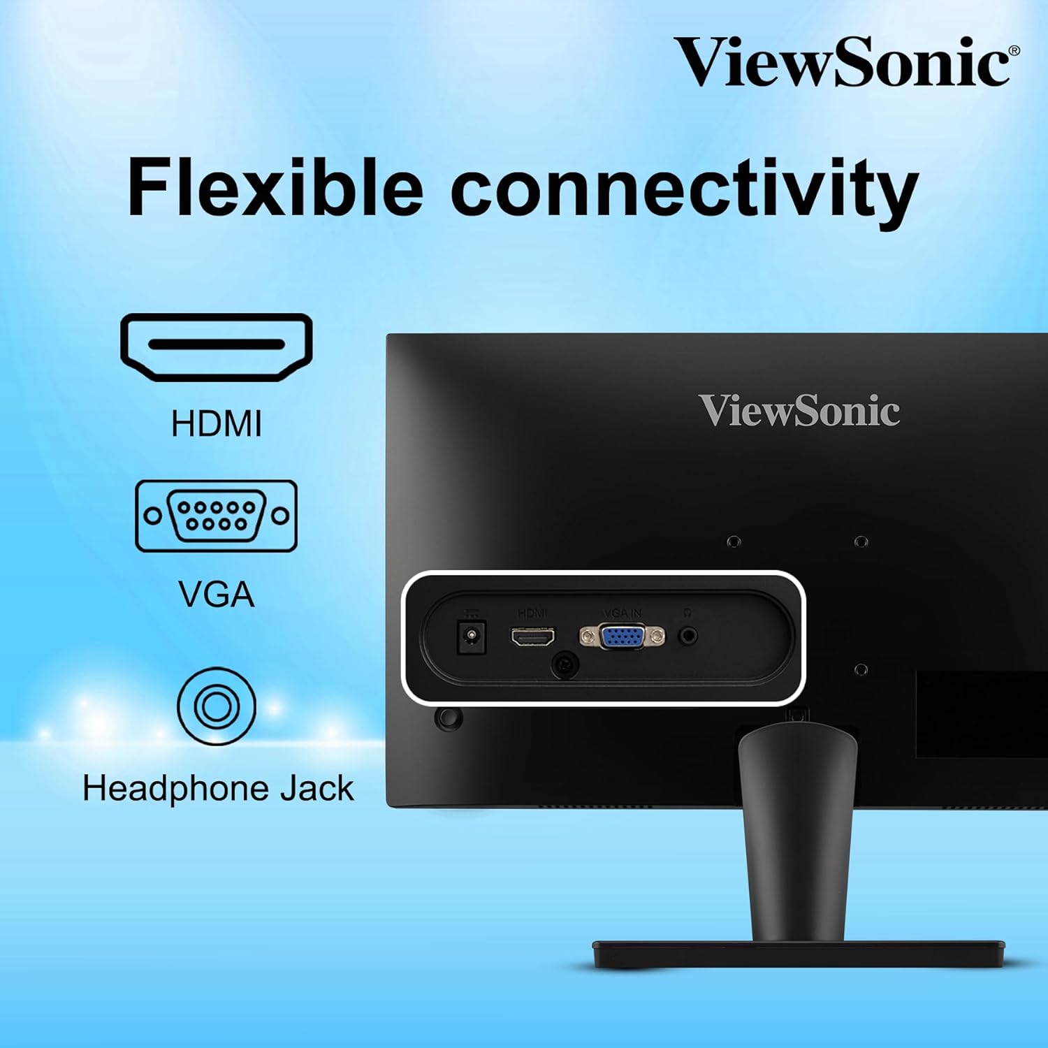 ViewSonic VA2215-H-1N 22inch (55.88 Cm) FHD 1920 x 1080p Monitor | Bezel-Les | 100 Hz | Srgb104% | 1ms Response time | Eye ProTech for Comfort Viewing | Wall Mount | HDMI, VGA