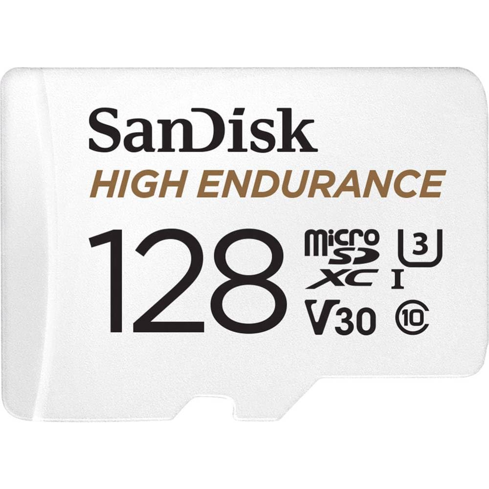 SanDisk 128GB High Endurance Video MicroSDXC Card with Adapter for Dash Cam and Home Monitoring Surveillance Systems - C10, U3, V30, 4K UHD, Micro SD Card - SDSQQNR-128G-GN6IA