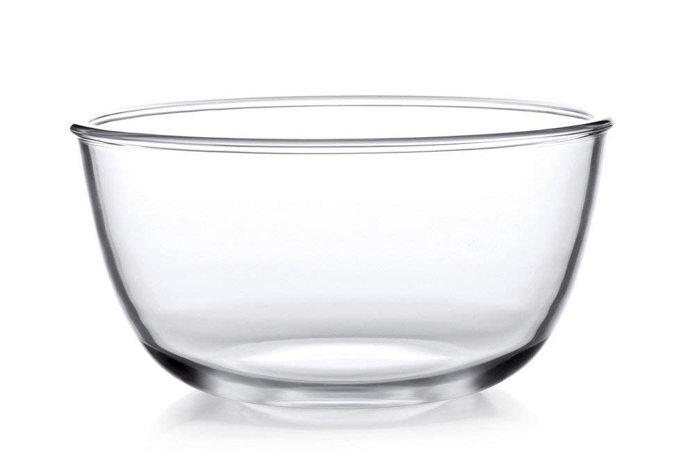 CELLO Ornella Toughened Glass Mixing Bowl Without Lid | Microwave Safe & Dishwasher Safe | Clear & Non- Porous Glass | Scratch Resistant | Transparent | 1500ml, Set of 1