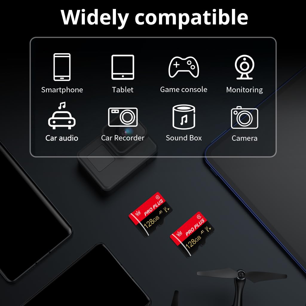 2 Pack Memory Card 128GB with Adapter, High Speed Memory Card, UHS-I C10 A1 U3 Memory TF Card for Tablet/Mobile Phone/Camera/Car Audio/Game Console (TF171 128GB)
