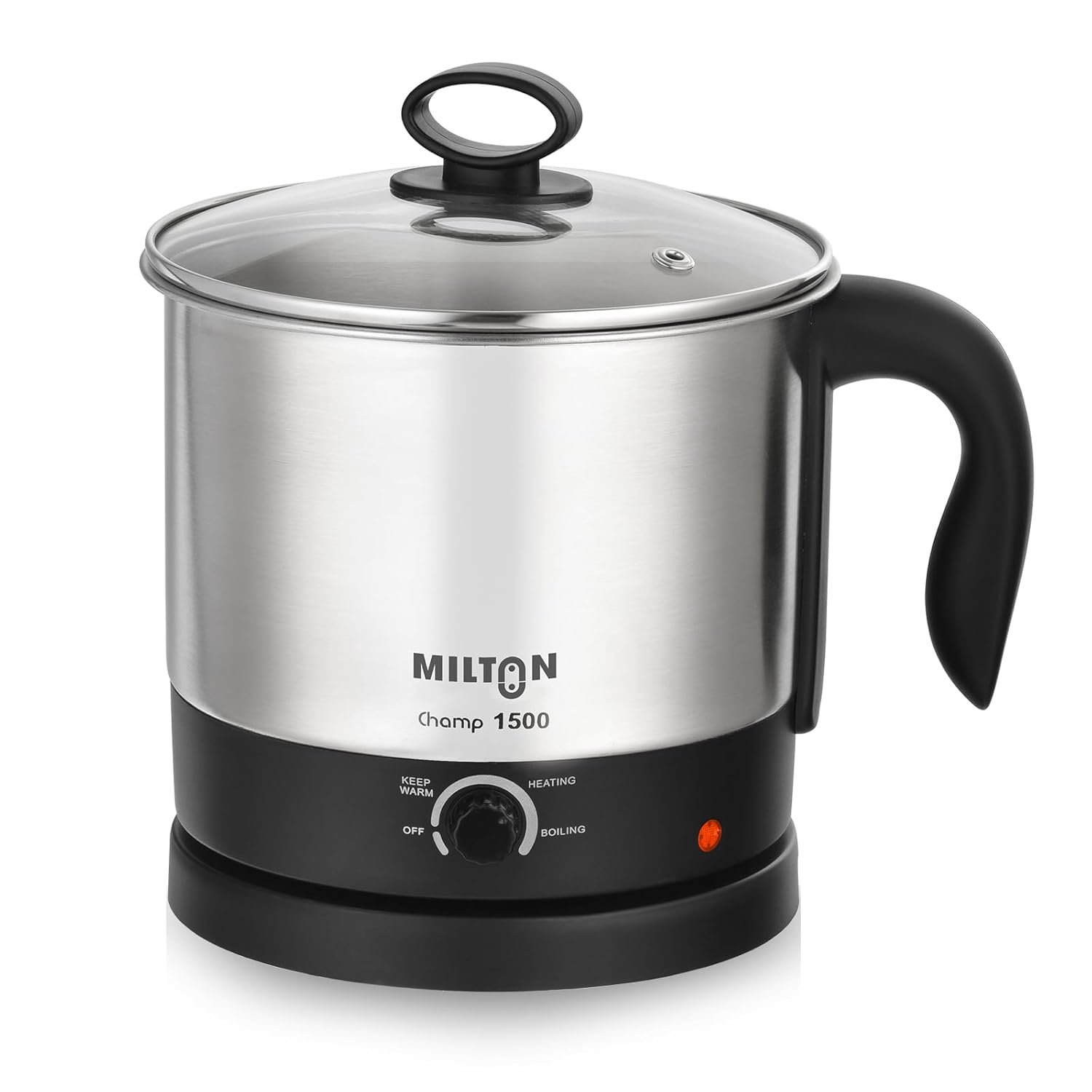 Milton Champ 1.5L 600W Electric Multi Cook Kettle with Steamer | Multipurpose Electric Kettle for Boiling Eggs, Water, Milk, Tea, Noodles & Soup | Stainless Steel Body | 3 Modes | 1 Year Warranty 