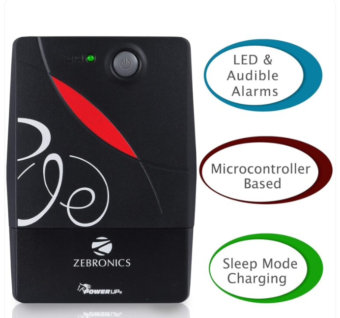 ZEBRONICS Zeb-U725 600VA UPS for Desktop/PC/Computers (not for Routers) with Automatic Voltage Regulation, Black Style Name:ZEB-U725