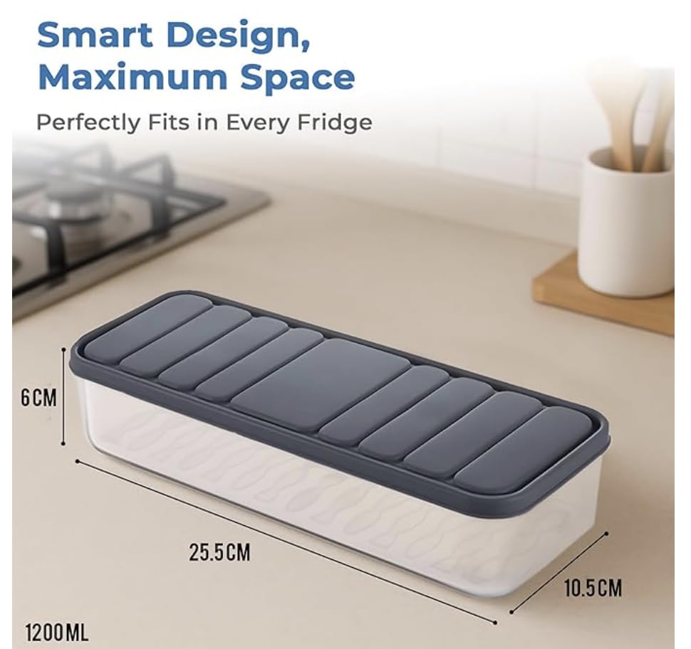 Air Tight Plastic Storage Containers Set (Pack of 6) for Kitchen | Pantry Organizers Kitchen Accessories Items,Fridge Storage Boxes | Leak-Proof, Durable, and Space-Saving (1200 ML, 6)