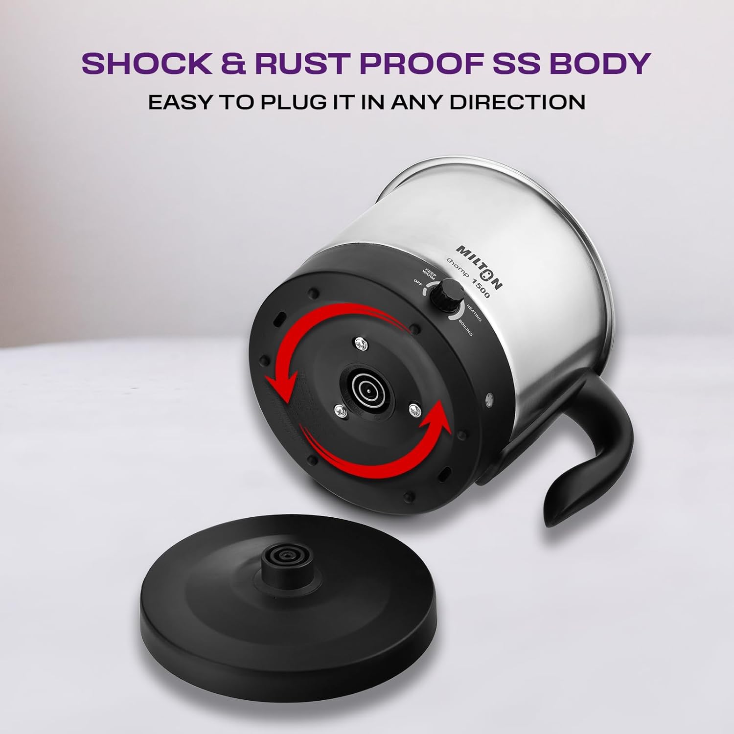 Milton Champ 1.5L 600W Electric Multi Cook Kettle with Steamer | Multipurpose Electric Kettle for Boiling Eggs, Water, Milk, Tea, Noodles & Soup | Stainless Steel Body | 3 Modes | 1 Year Warranty 