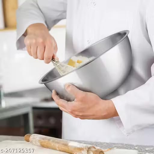 Stainless Steel Mixing & Serving Bowls (Set of 6 Pieces) Stainless Steel Plain Mixing Bowl Set of 6 pcs, Silver, Solid