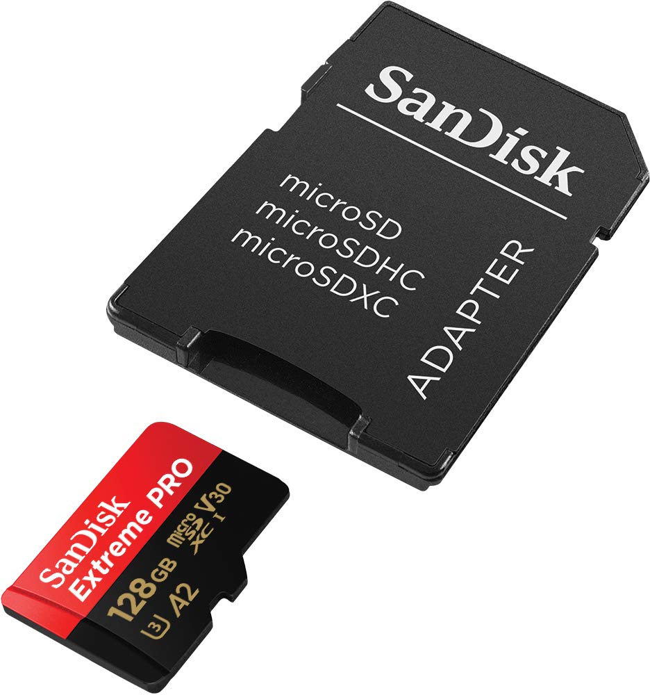  SanDisk Extreme Pro 128GB microSDXC UHS-I, V30, 200MB/s Read, 90MB/s Write, Memory Card for 4K Video on Smartphones, Action Cams and Drones