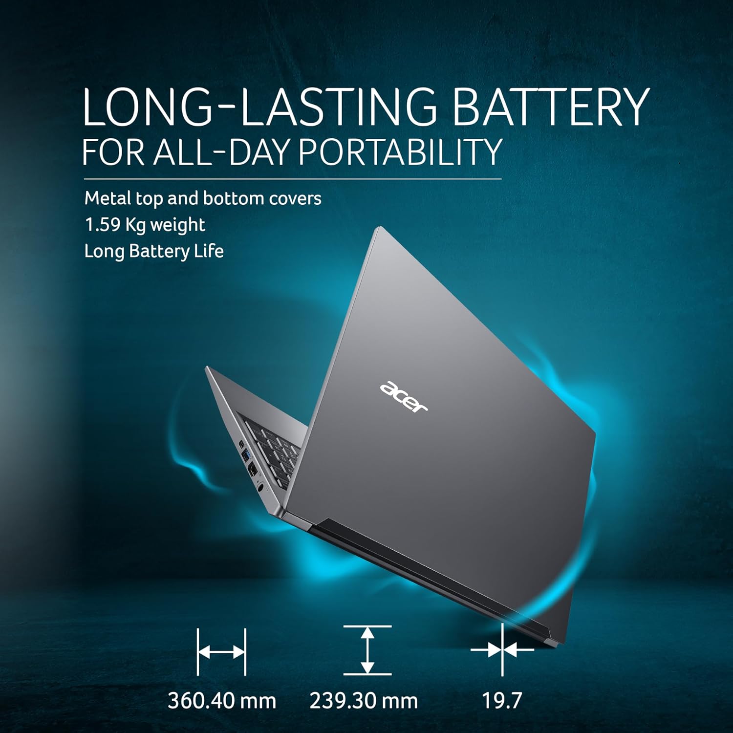 acer Aspire Lite, AMD Ryzen 5 7430U Processor,Office 2024 + M365 Basic, 16 GB RAM, 512 GB SSD, Full HD, 15.6"/39.62 cm, Windows 11 Home, Steel Grey, 1.59 kg, AL15-41, Thin and Light Laptop