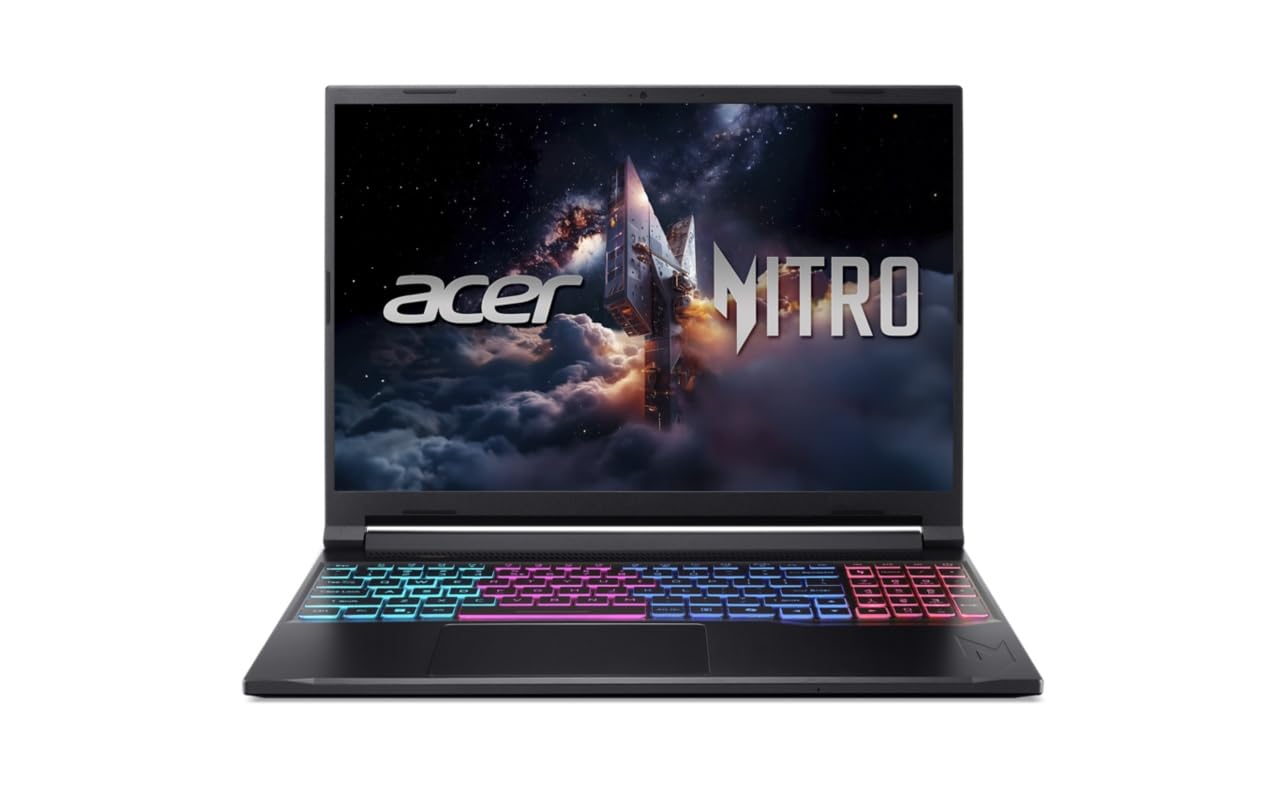 acer Nitro V 16S AI, AMD Ryzen 7 260 Octa-core Processor, RTX 5050-8 GB GDDR7, 16 GB/1 TB,WUXGA IPS, 16.0"/40.64 cm, 180 Hz, Win 11 Home, Obsidian Black, 2.1 kg, ANV16S-41, RGB KB, Gaming Laptop