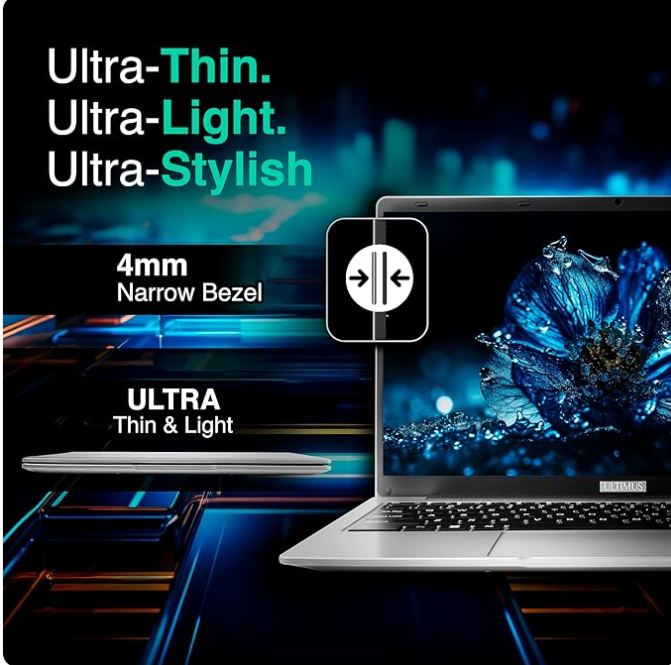 Ultimus Pentium Quad Core Laptop|Student & Office Work Laptop|Dual Storage eMMC+SSD Expandable~1TB|1.2Kg|180° Hinge|Win 11 Home|4GB RAM 128GB|HDMI SD Card Slot | ‎Dual Speaker|Matt Silver