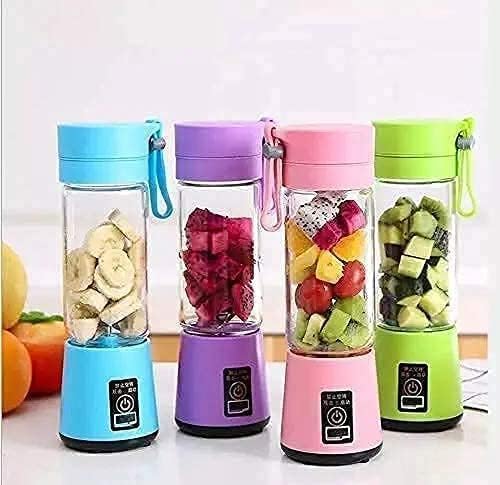 Portable 6-Blade Juicer Blender with Built-In Jar, Juice Mixer Bottle, Fruit Juice Machine, USB Rechargeable Personal Size Juicer Grinder for Juices, Kitchen Appliance for Protein & Milk Shakes (Multi Colour) (S5)