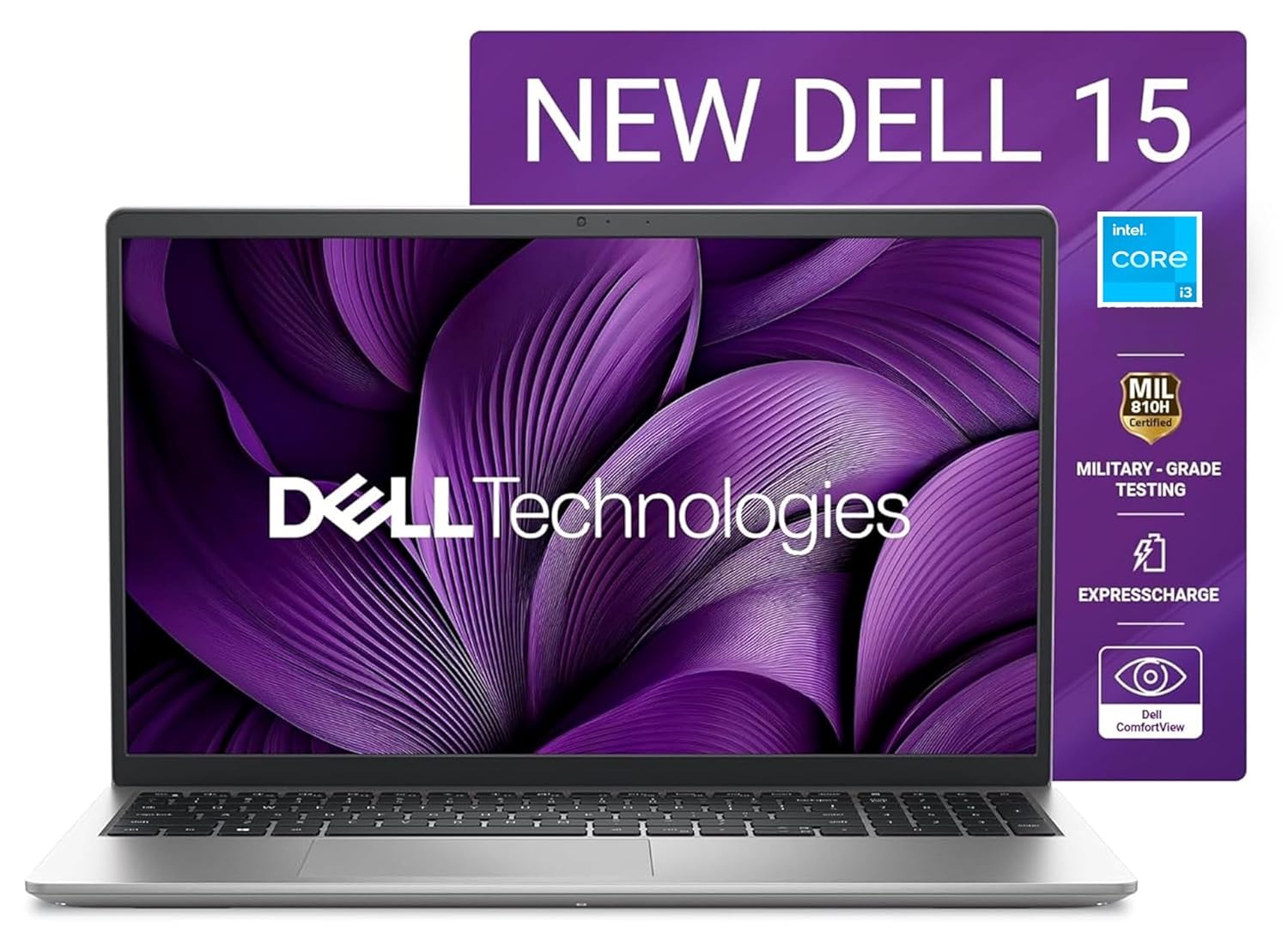 Dell 15 Laptop, 14th Gen Intel Core 3 100U Processor, 8GB, 512GB, Intel UHD Graphics Graphics, 15.6" FHD 120Hz IPS 250 nit Display, 12 Months Mcafee, Win 11 + Office H&S 2024, Platinum Silver, 1.63kg