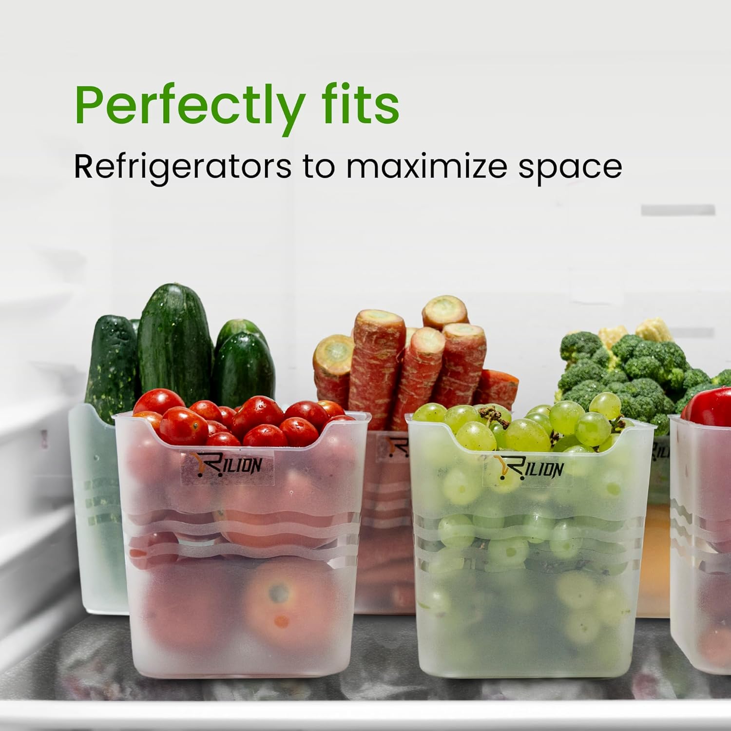 RILION 6 fridge storage boxes multipurpose containers for storage Space-saving Refrigerator Side Door Organizer for fridge kitchen Fruits, Vegetables Storage Containers- transparent, Plastic