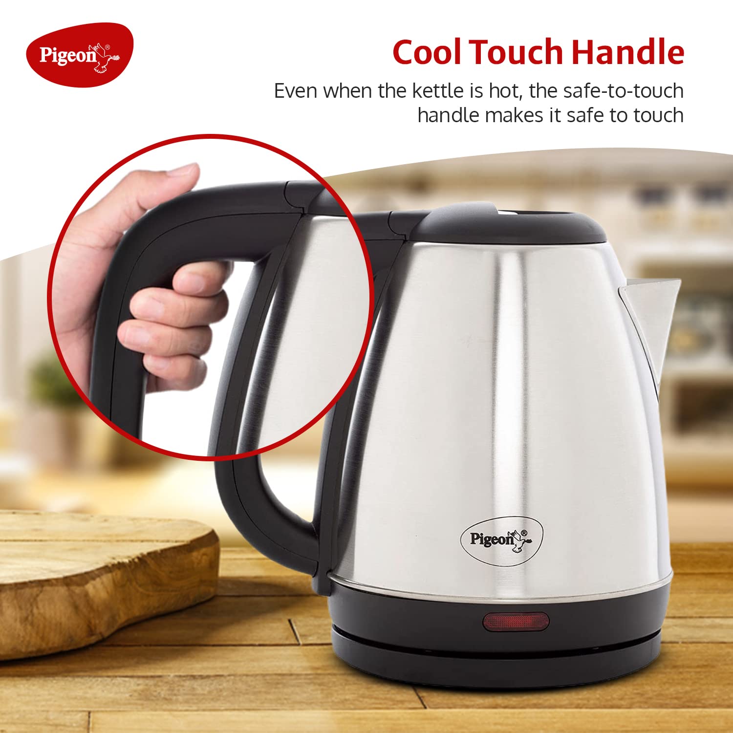 Pigeon Amaze Plus Electric Kettle 1.5 L, 1300 Watt, Stainless Steel Body with Auto Shut-off Feature Used for Boiling Water - (Silver)