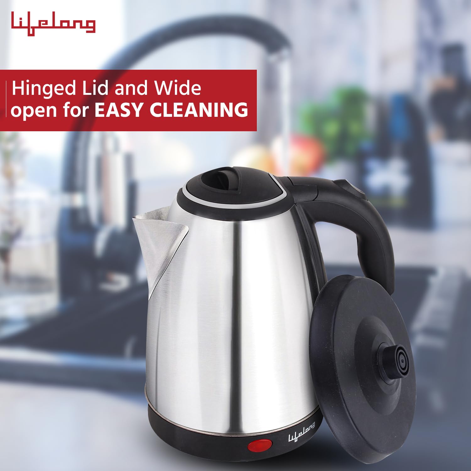 Lifelong ISI Certified Electric Kettle 1.5L with Stainless Steel Body, Easy and Fast Boiling of Water for Instant Noodles, Soup, Tea etc. (1 Year Manufacturer's Warranty, Silver, LLEK15) 1500 W