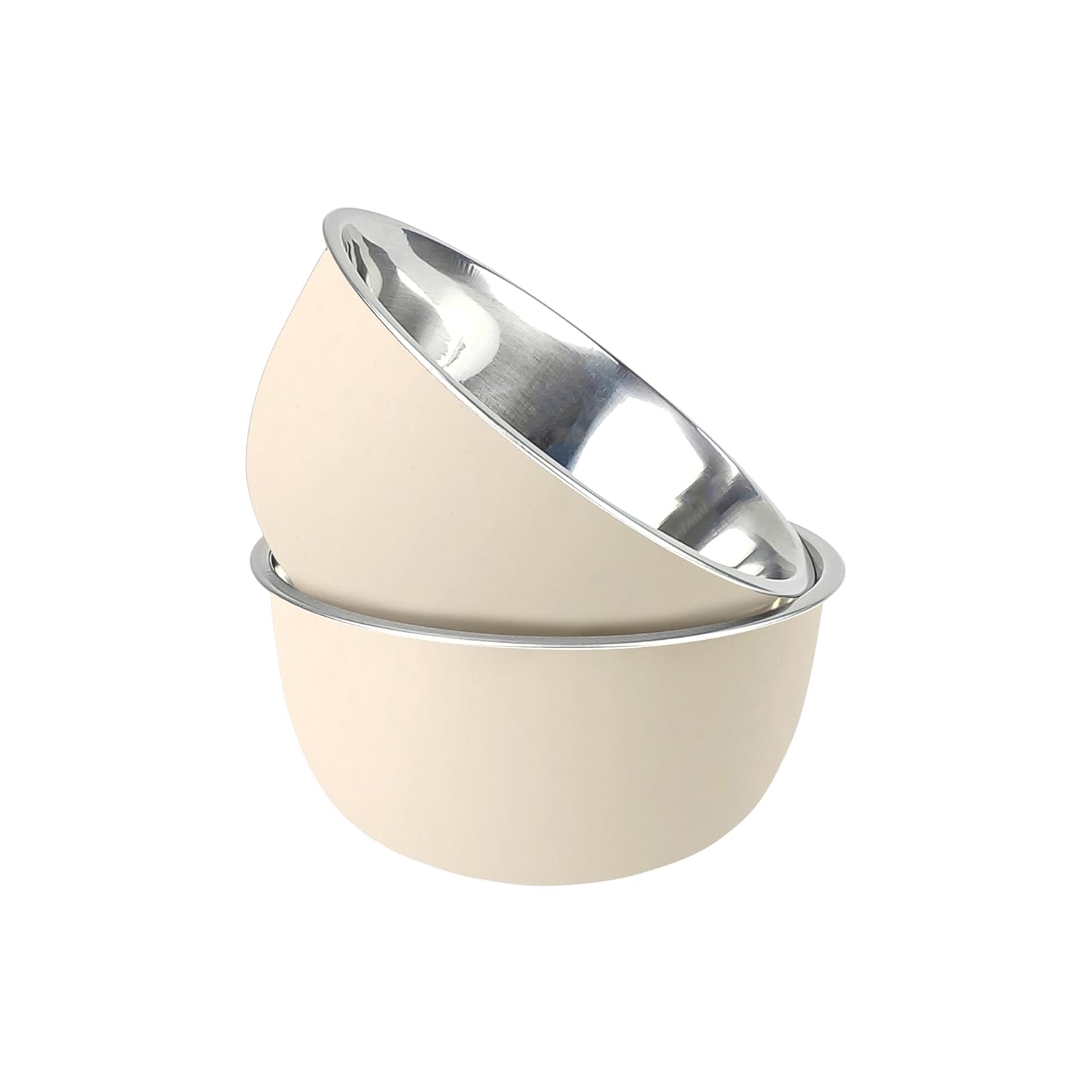 Zaib Stainless Steel and Plastic Coated Microwave Safe Bowls | Multipurpose Storage Containers | No Lid | 14 cm - 500 ml (Pack of 4 (Sand Brown))