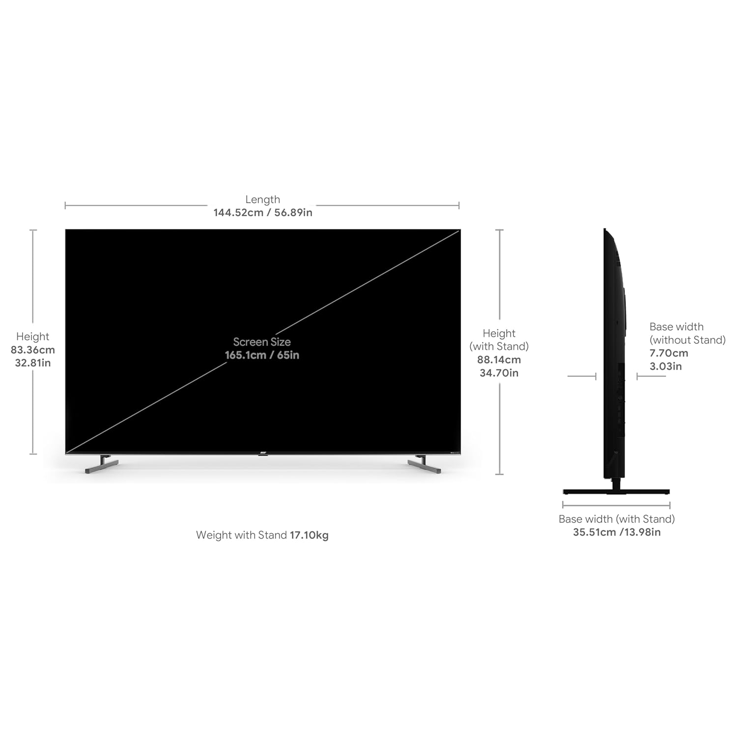 acer 164 cm (65 inches) Super Series 4K Ultra HD Smart QLED Google TV AR65QDXGU2875AT (Black) 2024 Model