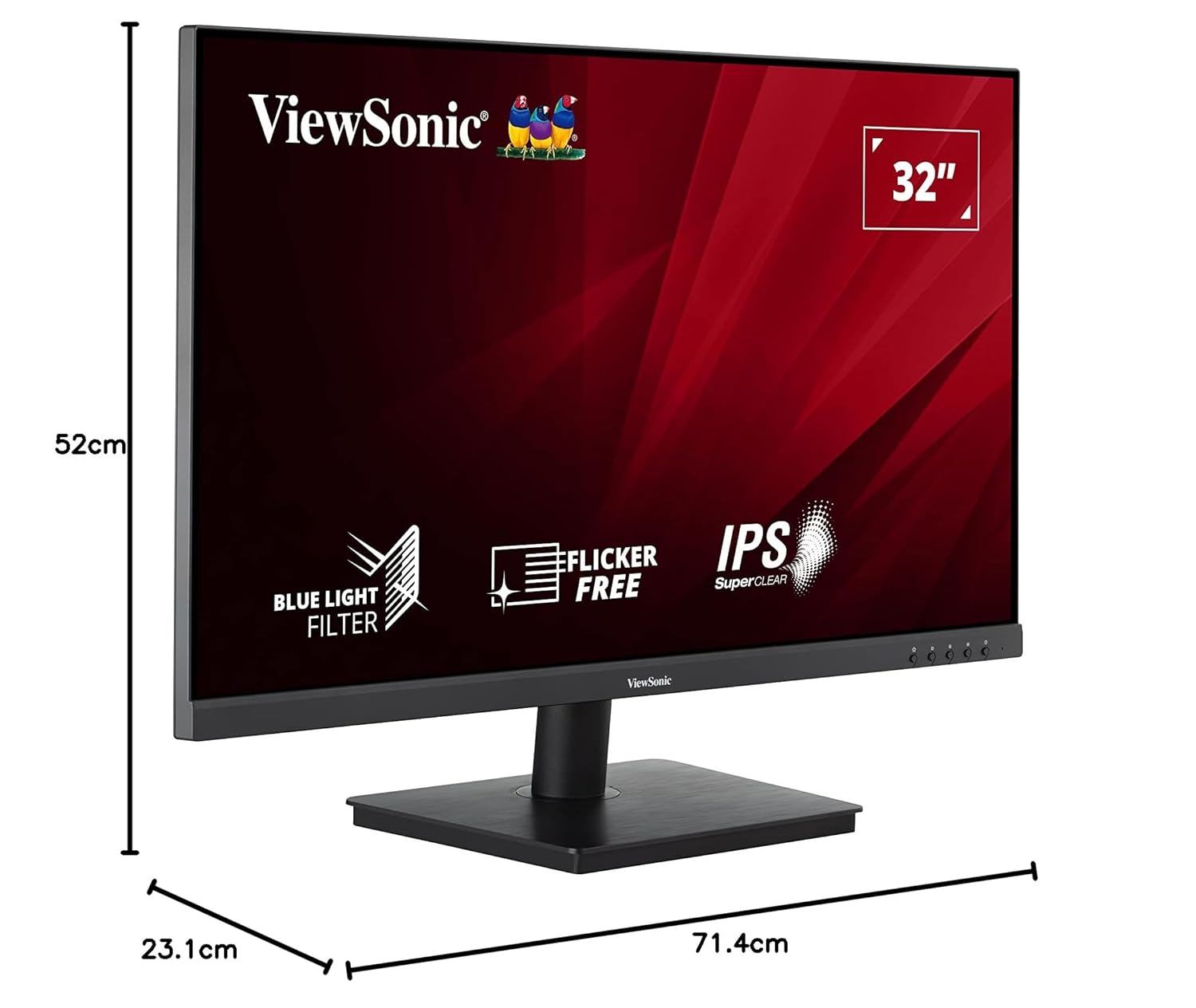 ViewSonic 81.28Cm (32") FHD Monitor with Speakers IPS FreeSync |75Hz Refresh Rate, 4ms Response time|3-Side Borderless | HDMI | Wall Mount | Eye-Care | Flicker Free | 104% sRGB |-VA3209-MH