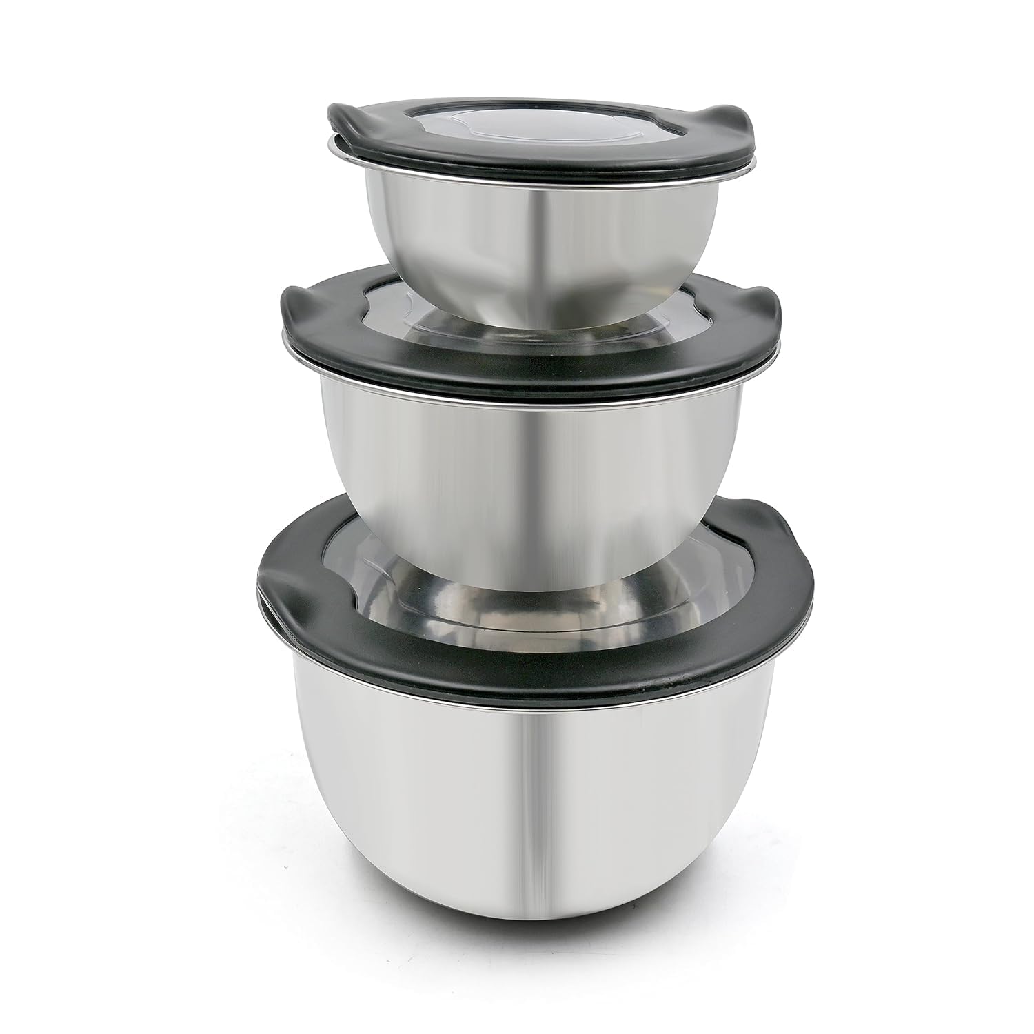 Stainless Steel Mixing Bowls Set of 3 with Lids, Stackable Storage Containers, Food Grade | Refrigerator & Freezer Safe, Food Storage & Meal Prep Bowls
