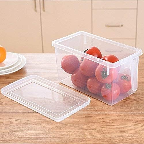 Fridge Storage Boxes/Food Grade Kitchen Containers/Square Handle Food Storage Organizer Boxes With Lid And Handle For Refrigerator Vegetables -5L Air Tight (Pack Of 1), Transparent