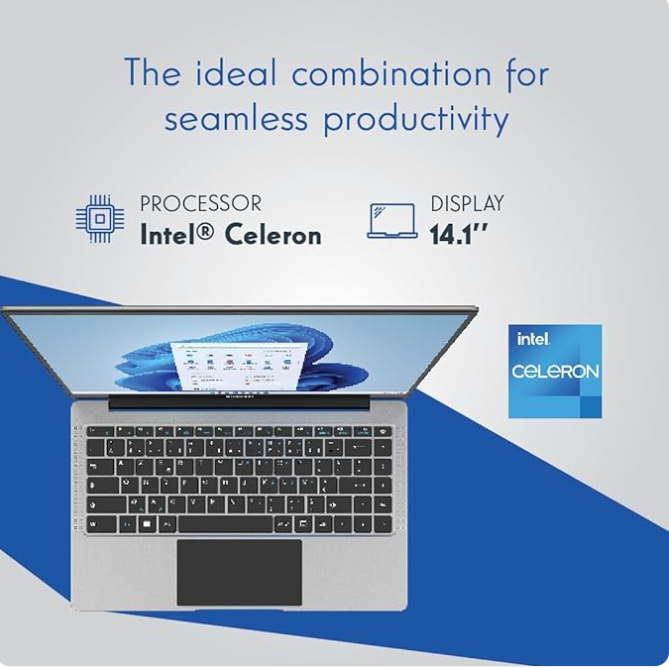 THOMSON Neo 14.1 Inch In-N14C Windows 11, Intel Dual Core Processor & Window 11 Home Notebook (4 GB Ram DDR4/ 128 GB Emmc/Thin & Light Weight/Silver)