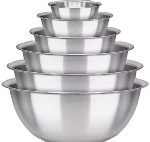 Stainless Steel Mixing & Serving Bowls (Set of 6 Pieces) Stainless Steel Plain Mixing Bowl Set of 6 pcs, Silver, Solid |PAR-P339