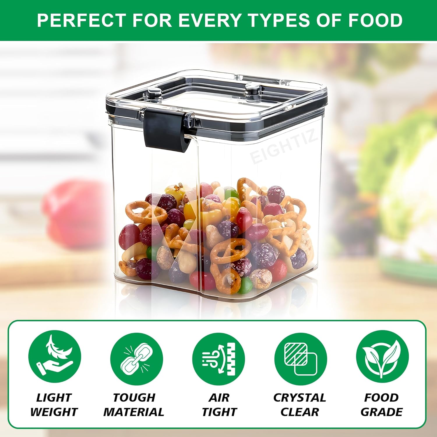 Eightiz (Pack of 4 Fridge Storage Containers Plastic Boxes with Airtight Lids,Freezer Safe,Refrigerator Organizer for Vegetables, Fruits, Kitchen organization accessories (700 ml,Transparent)