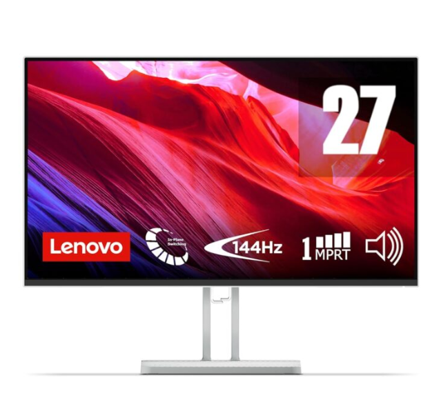 Lenovo L27-4C | 27″ (68.58cm) FHD IPS 144Hz Ultraslim Monitor | 1ms, 2x3W Speakers, AMD FreeSync, 99% sRGB, 2X HDMI 1.4, 1x VGA| Tilt | Grey | 67DEKAC1IN