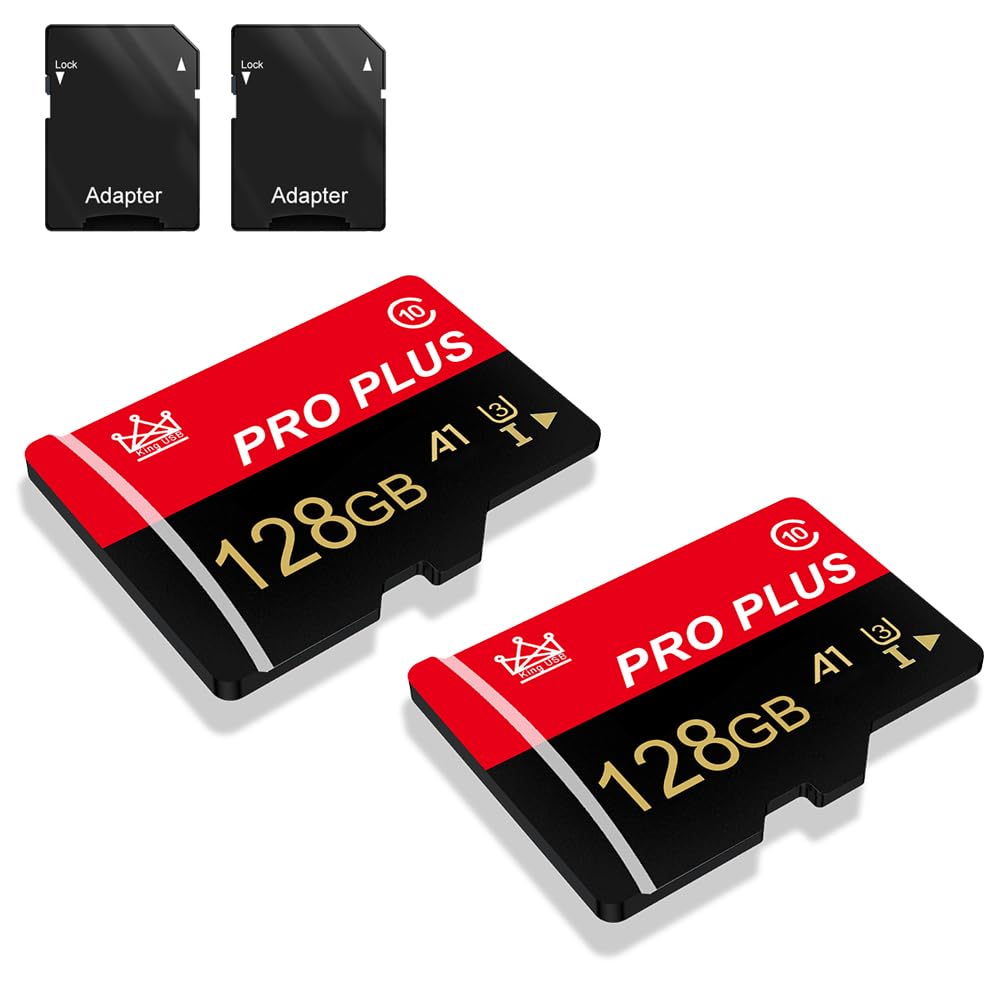 2 Pack Memory Card 128GB with Adapter, High Speed Memory Card, UHS-I C10 A1 U3 Memory TF Card for Tablet/Mobile Phone/Camera/Car Audio/Game Console (TF171 128GB)