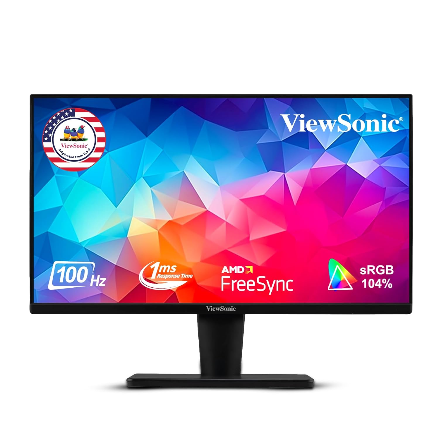 ViewSonic VA2215-H-1N 22inch (55.88 Cm) FHD 1920 x 1080p Monitor | Bezel-Les | 100 Hz | Srgb104% | 1ms Response time | Eye ProTech for Comfort Viewing | Wall Mount | HDMI, VGA