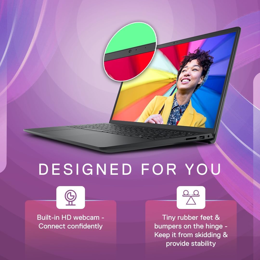 Dell 15, AMD Ryzen 3 7320U Processor (8GB RAM / 512GB SSD/Windows 11 + Office H&S 2024 + M365 / 15.6"(39.62 Cm) FHD Display / 12 Month Mcafee/Black Color/ 1.63 Kg/Thin & Light Laptop