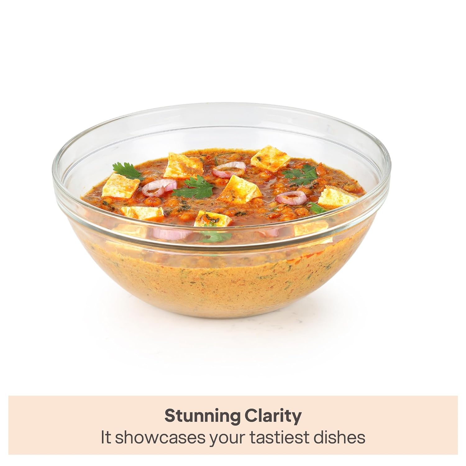 CELLO Zenith Round Stack Bowl 1 Litre 17 cm | Clear Glass Bowl for Mixing Storing and Serving