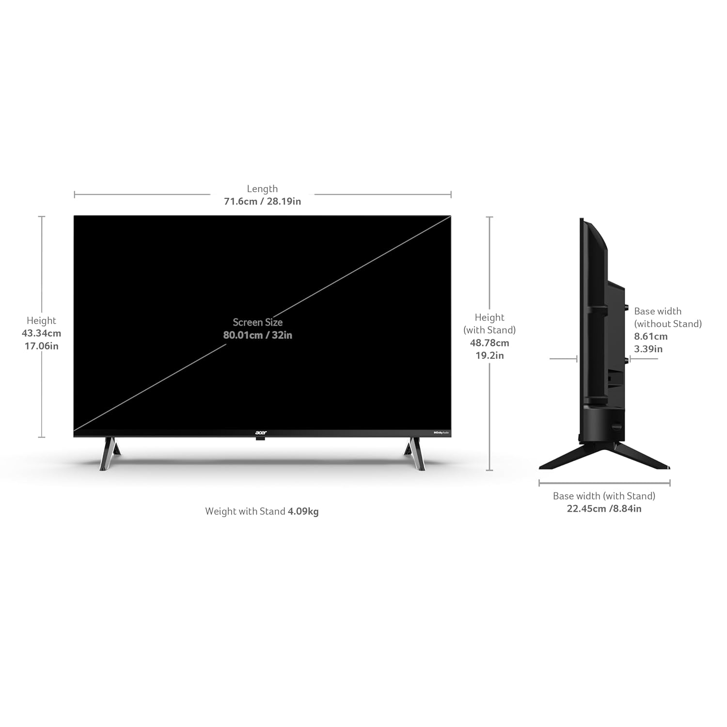 acer 80 cm (32 inches) Ultra I Series HD Smart LED Google TV AR32HDJGU2841BD (Black)