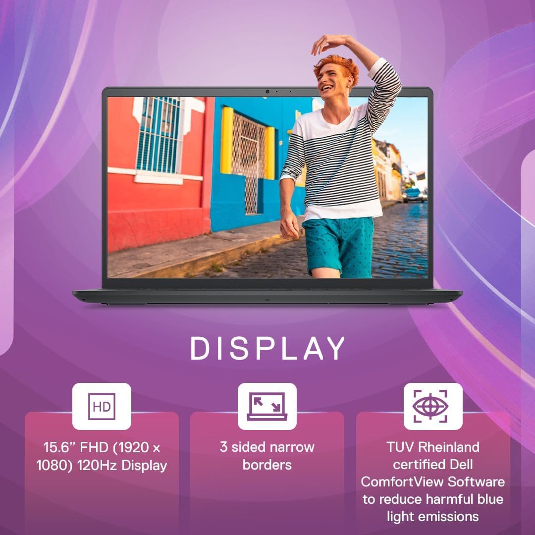 Dell 15, AMD Ryzen 3 7320U Processor (8GB RAM / 512GB SSD/Windows 11 + Office H&S 2024 + M365 / 15.6"(39.62 Cm) FHD Display / 12 Month Mcafee/Black Color/ 1.63 Kg/Thin & Light Laptop