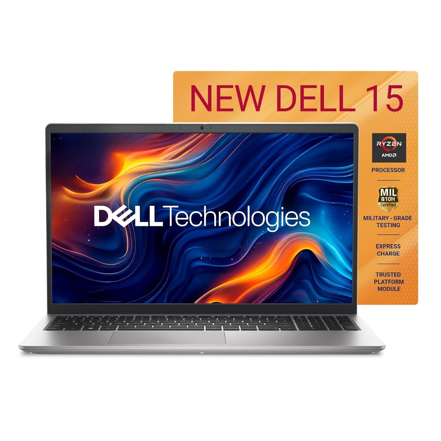 Dell 15, AMD Ryzen 7-7730U, 16GB DDR4, 512GB SSD, FHD, 15.6"/39.6cm, Windows 11, Microsoft Office Home 2024, Platinum Silver, 1.63Kg, [Dell 15], 120Hz 250nits, AMD Radeon Graphics,Thin & Light, Laptop