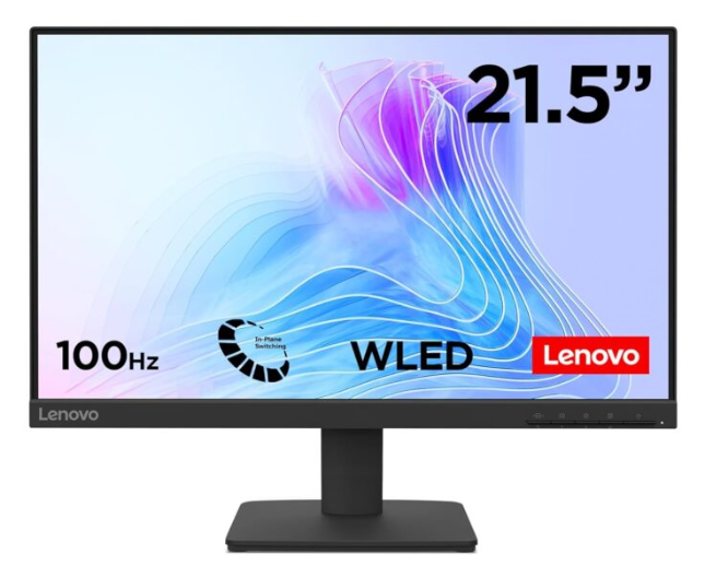 Lenovo L22-4e | 21.5″ (55.88cm) FHD IPS 100Hz Ultraslim Monitor | 4ms, 99% sRGB, 16.7Mn Colors, 1x HDMI 1.4, 1x VGA,TUV Eye Comfort, Low Blue Light| Tilt | Black | 67D5KAC6IN