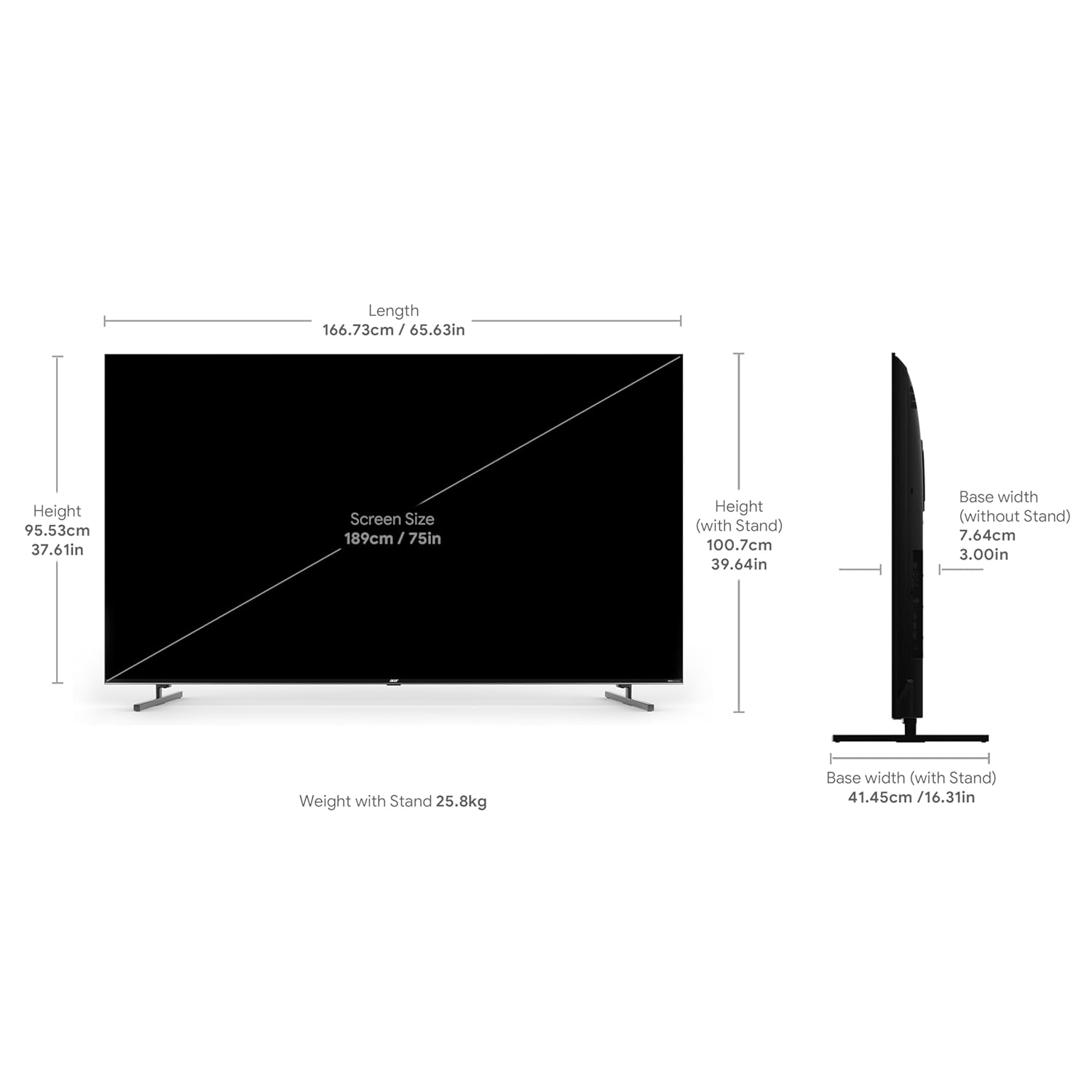 acer 189 cm (75 inches) Super Series 4K Ultra HD Smart QLED Google TV AR75QDXGU2875AT (Black) 2024 Model