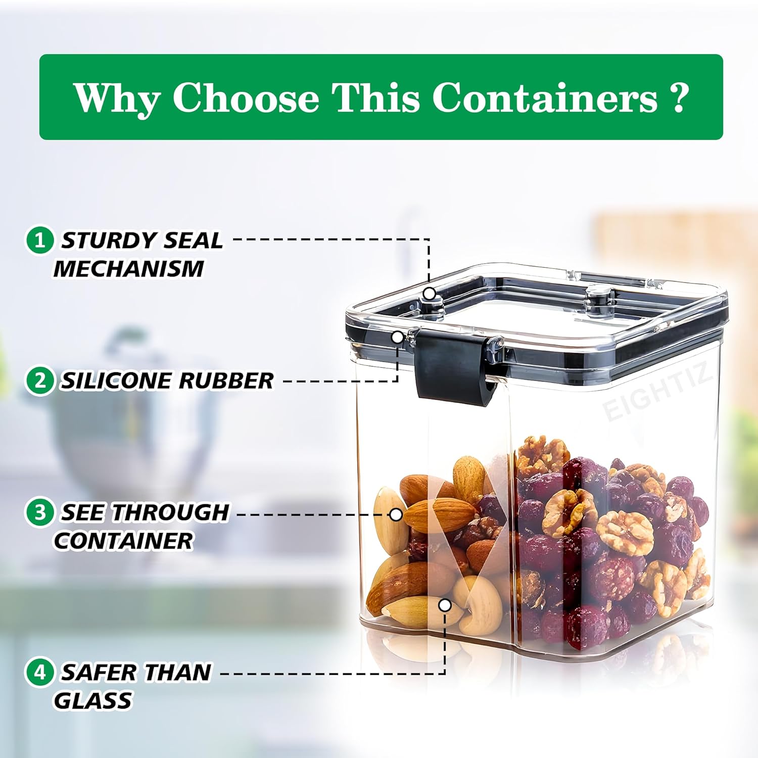 Eightiz (Pack of 4 Fridge Storage Containers Plastic Boxes with Airtight Lids,Freezer Safe,Refrigerator Organizer for Vegetables, Fruits, Kitchen organization accessories (700 ml,Transparent)