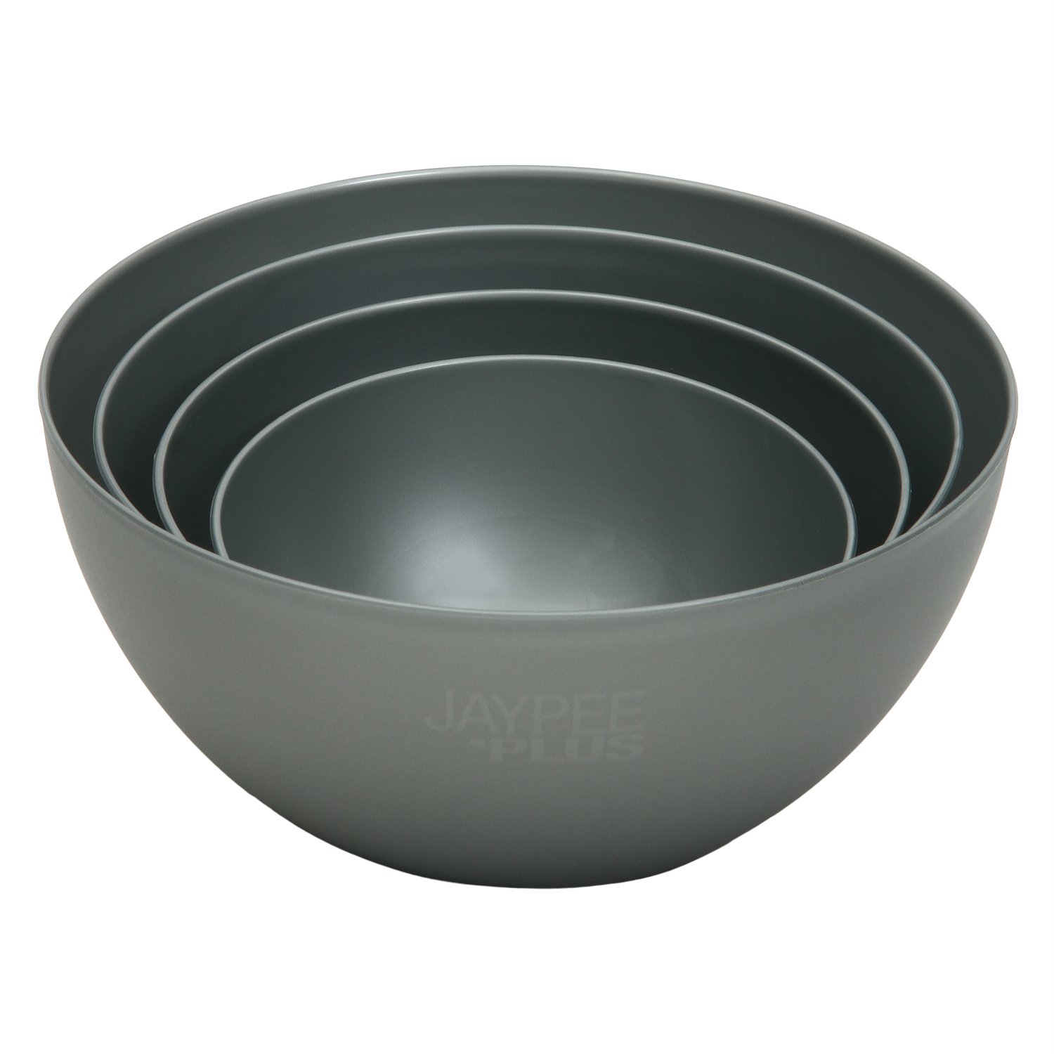 Jaypee Plus Virgin Plastic Mixing Bowl | Lightweight, Strong & Durable Bowls | Ideal for Serving, Storing & Stacking Set of 4 - (2800+2000+1200+800) ml (Grey)