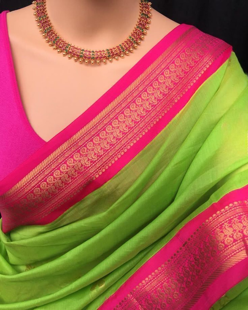 Green & Pink Silk Saree