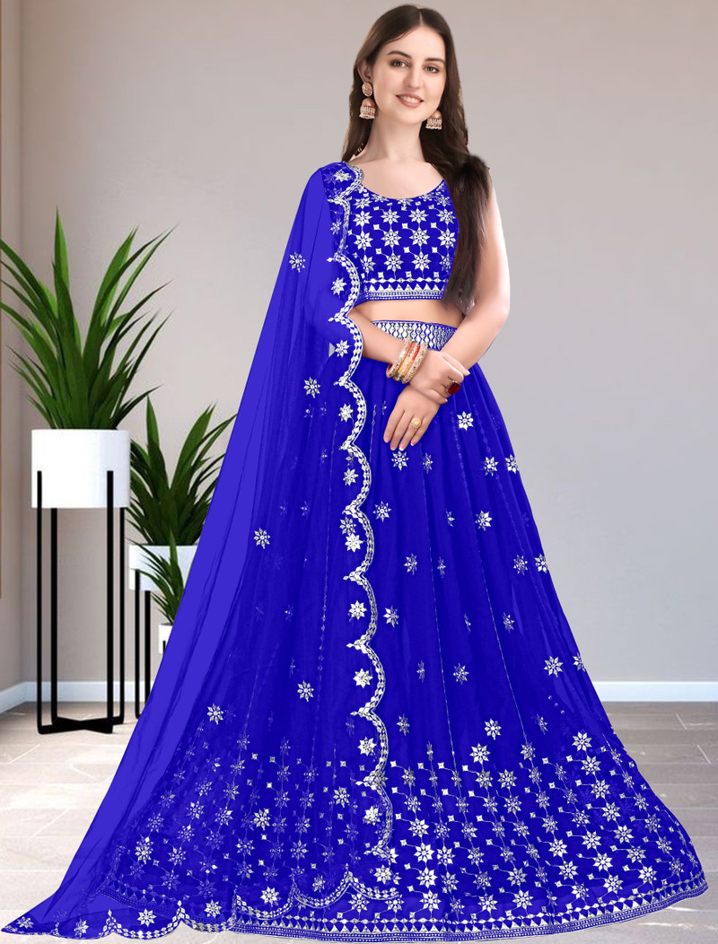 Royal Blue Embroidered Lehenga Choli