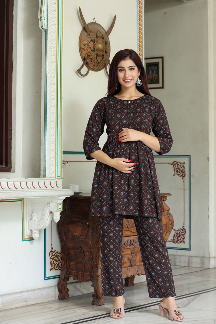Printed Cotton Kurti & Pant Set