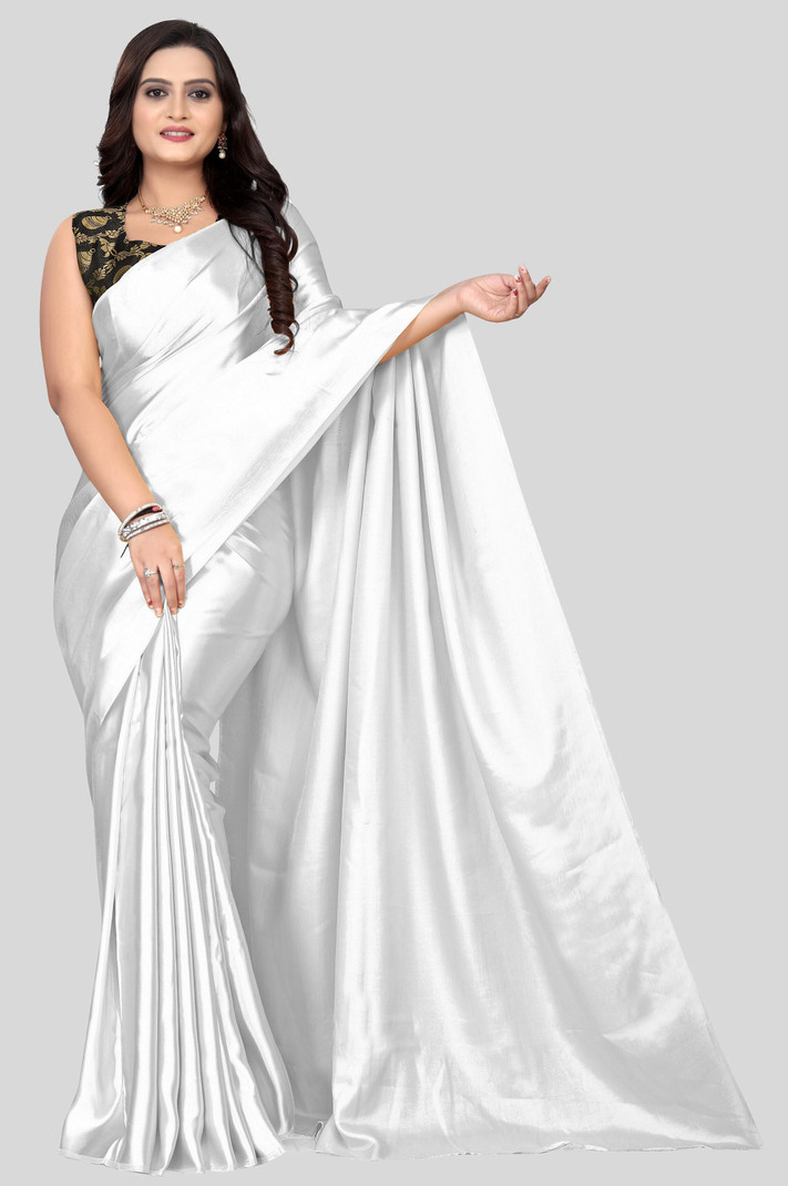 Elegant White Silk Saree