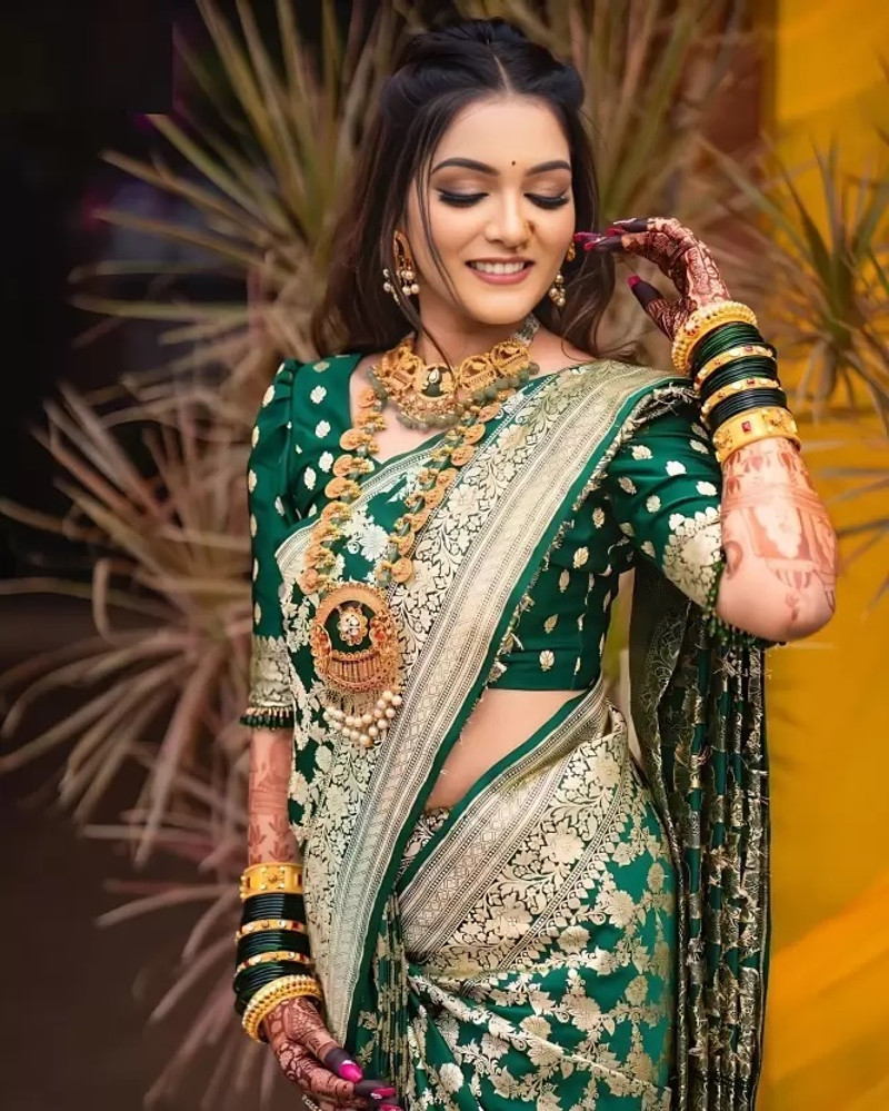 Elegant Green Banarasi Silk Saree