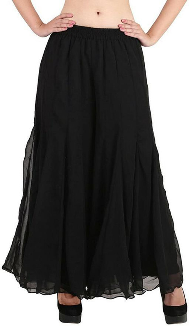 Black Flared Maxi Skirt