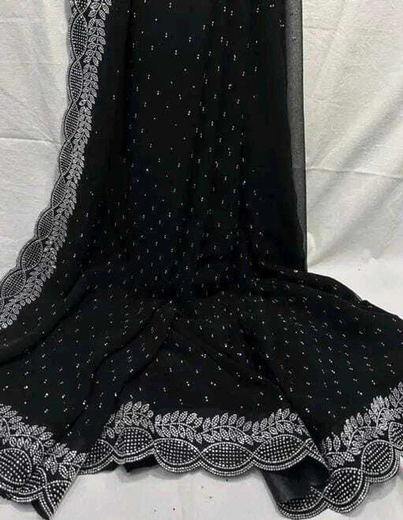 Black Chiffon Embroidered Saree