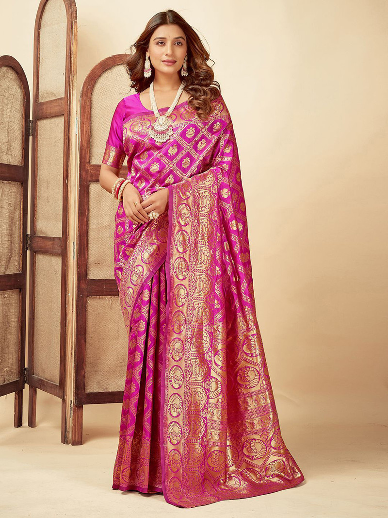 Pink Banarasi Silk Saree